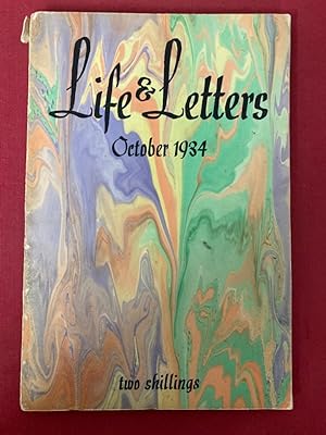 Bild des Verkufers fr Life and Letters. Volume 11, No 58, October 1934. zum Verkauf von Plurabelle Books Ltd