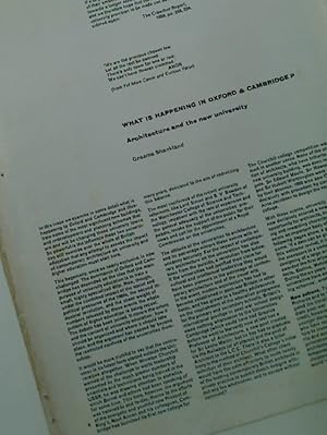 Seller image for What is Happening in Oxford and Cambridge? Architecture and the New University. (Architectural Design 1960) for sale by Plurabelle Books Ltd