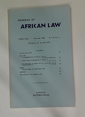 Seller image for The Adaptation of Imported Law in Africa. (Journal of African Law, Summer 1960) for sale by Plurabelle Books Ltd