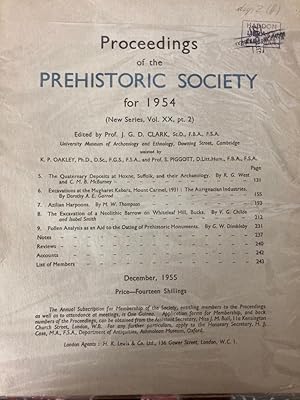 Image du vendeur pour Proceedings of the Prehistoric Society. Volume 20, 1954. mis en vente par Plurabelle Books Ltd