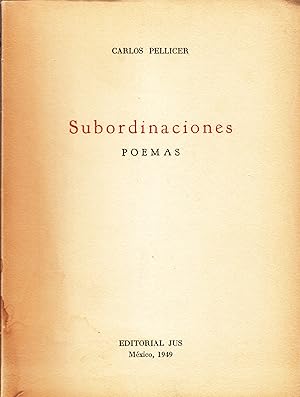 Bild des Verkufers fr Subordinaciones. Poemas. zum Verkauf von Plurabelle Books Ltd