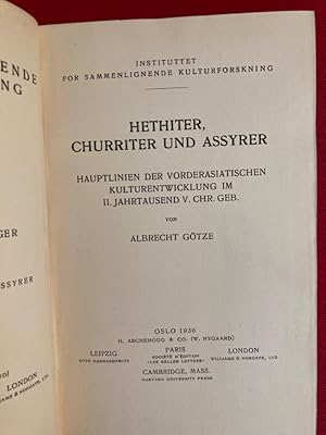 Bild des Verkufers fr Hethiter, Churriter und Assyrer: Hauptlinien der vorderasiatischen Kulturentwicklung im II. Jahrtausend v Chr Geb. zum Verkauf von Plurabelle Books Ltd