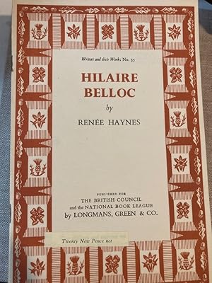 Bild des Verkufers fr Hilaire Belloc. zum Verkauf von Plurabelle Books Ltd