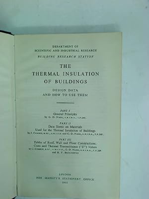 Seller image for The Thermal Insulation of Buildings. Design Data and How to Use Them. for sale by Plurabelle Books Ltd