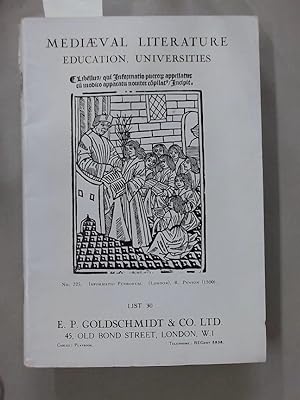 Image du vendeur pour Mediaeval Literature, Education, Universities. List No 30. mis en vente par Plurabelle Books Ltd