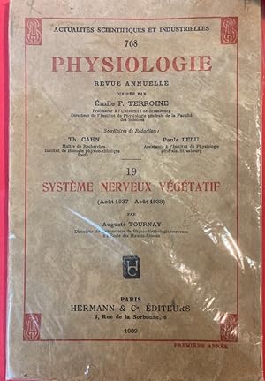 Bild des Verkufers fr Systme Nerveux Vgtatif. (= Physiologie. Revue Annelle, Vol 19, Aout 1937 - Aout 1938) zum Verkauf von Plurabelle Books Ltd