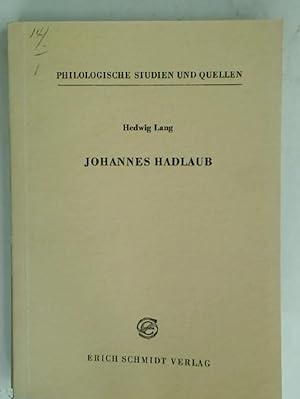 Immagine del venditore per Johannes Hadlaub. venduto da Plurabelle Books Ltd