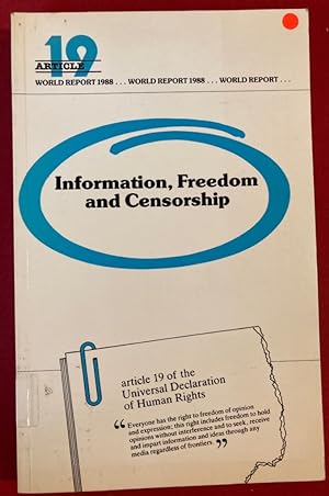 Bild des Verkufers fr Information, Freedom and Censorship: Article 19 World Report. zum Verkauf von Plurabelle Books Ltd