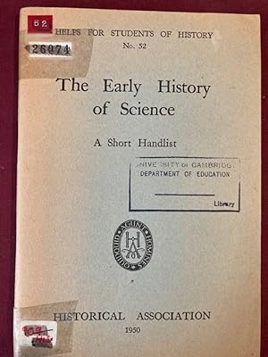 The Early History of Science: A Short Handlist.