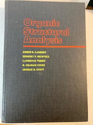 Bild des Verkufers fr Organic Structural Analysis. zum Verkauf von Plurabelle Books Ltd