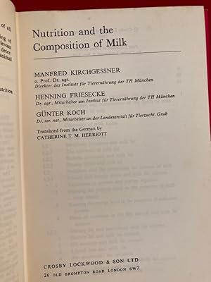 Bild des Verkufers fr Nutrition and the Composition of Milk. zum Verkauf von Plurabelle Books Ltd