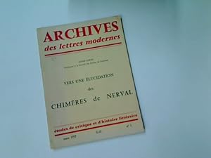 Image du vendeur pour Vers une lucidation des Chimres de Nerval. (Archives des Lettres Modernes: tudes de Critique et d'Histoire Littraire, No. 1) mis en vente par Plurabelle Books Ltd