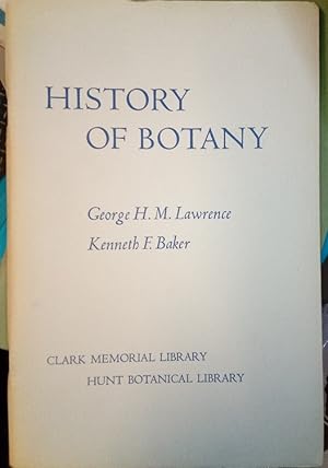 Bild des Verkufers fr History of Botany. (Papers Read at the Clark Library Seminar, 1963) zum Verkauf von Plurabelle Books Ltd