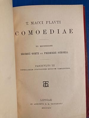 Bild des Verkufers fr T Macci Plauti. Comoediae. Fasciculus III. Cistellariam Curvulionem Epidicum Complectens. zum Verkauf von Plurabelle Books Ltd