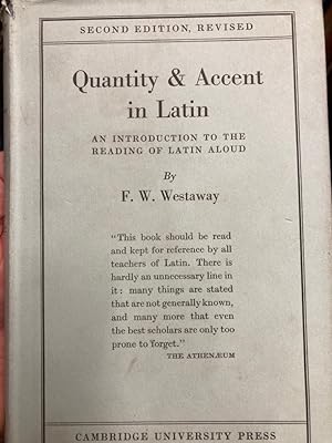 Bild des Verkufers fr Quantity and Accent in Latin. Second Edition. zum Verkauf von Plurabelle Books Ltd