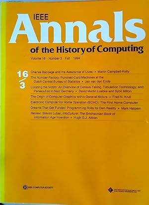 Seller image for IEEE Annals of the History of Computing. Volume 16, Number 3. for sale by Plurabelle Books Ltd