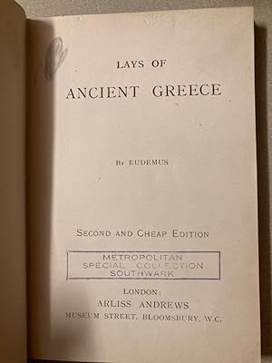 Lays of Ancient Greece. Second and Cheap Edition.