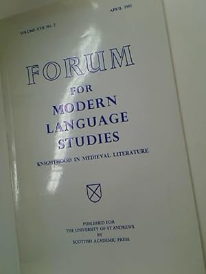 Bild des Verkufers fr Forum For Modern Language Studies. Vol 17, No 2. Knighthood In Medieval Literature. zum Verkauf von Plurabelle Books Ltd