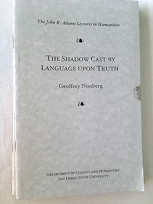 Immagine del venditore per The Shadow Cast by Language upon Truth. venduto da Plurabelle Books Ltd