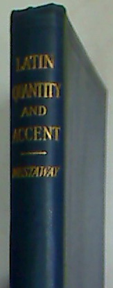 Bild des Verkufers fr Quantity and Accent in Latin. zum Verkauf von Plurabelle Books Ltd