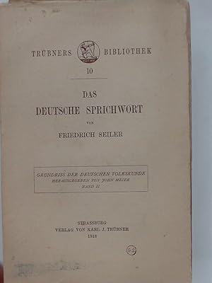 Seller image for Das Deutsche Sprichwort. for sale by Plurabelle Books Ltd