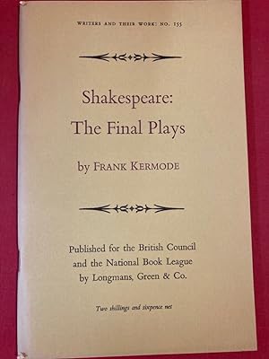 Bild des Verkufers fr Shakespeare: The Final Plays. zum Verkauf von Plurabelle Books Ltd