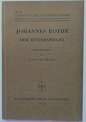 Bild des Verkufers fr Johannes Rothe. Der Ritterspiegel. zum Verkauf von Plurabelle Books Ltd