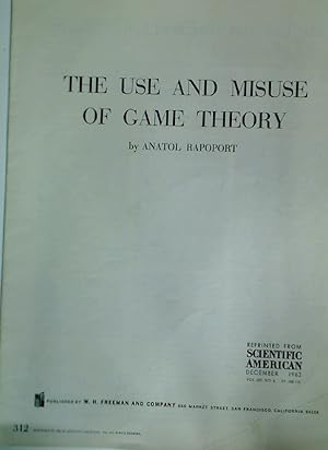 Bild des Verkufers fr The Use and Misuse of Game Theory. zum Verkauf von Plurabelle Books Ltd
