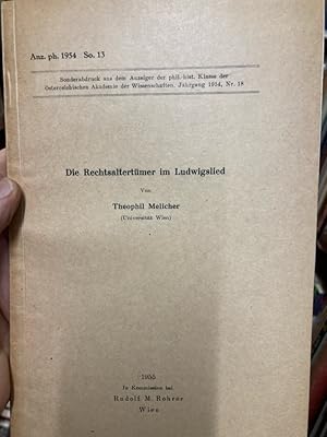 Imagen del vendedor de Die Rechtsaltertmer im Ludwigslied. a la venta por Plurabelle Books Ltd