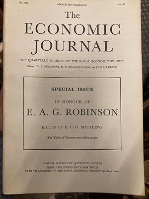 Imagen del vendedor de Economic Journal. Special Issue in Honour of E A G Robinson. a la venta por Plurabelle Books Ltd