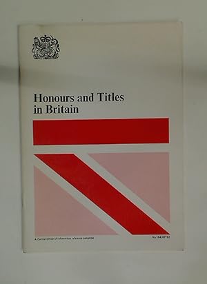 Bild des Verkufers fr Honours and Titles in Britain. zum Verkauf von Plurabelle Books Ltd