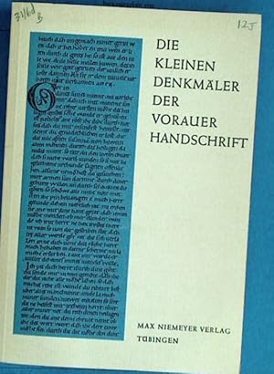 Bild des Verkufers fr Die Kleinen Denkmler der Vorauer Handschrift. zum Verkauf von Plurabelle Books Ltd