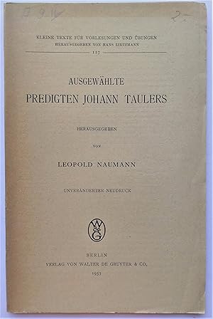 Immagine del venditore per Ausgewhlte Predigten Johann Taulers. venduto da Plurabelle Books Ltd