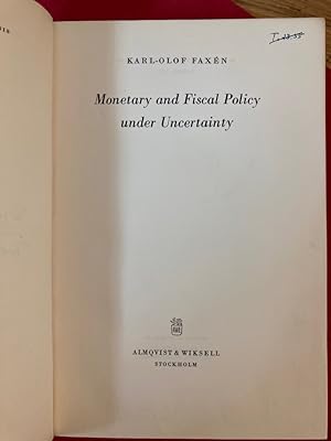 Bild des Verkufers fr Monetary and Fiscal Policy under Uncertainty. zum Verkauf von Plurabelle Books Ltd