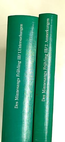 Imagen del vendedor de Des Minnesangs Frhling. Unter der Benutzung der Ausgaben von Karl Lachmann und Moritz Haupt, Friedrich Vogt und Carl von Kraus bearbeitet. Vol 3: Kommentare: Untersuchungen; Anmerkungen. a la venta por Plurabelle Books Ltd