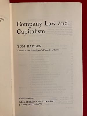 Bild des Verkufers fr Company Law and Capitalism. zum Verkauf von Plurabelle Books Ltd