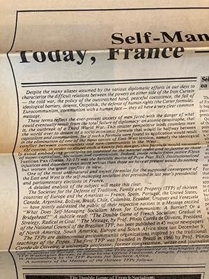 Bild des Verkufers fr Self-Managing Socialism: Today, France - Tomorrow, the World? (Sunday Independent, May 23, 1982) zum Verkauf von Plurabelle Books Ltd