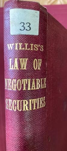 Bild des Verkufers fr Law of Negotiable Securities. Six Lectures. Fourth Edition by A Welford. zum Verkauf von Plurabelle Books Ltd