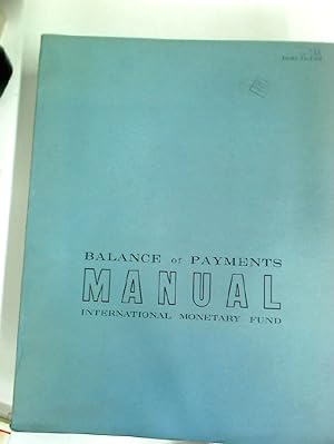 Bild des Verkufers fr Balance of Payments Manual. Third Edition. zum Verkauf von Plurabelle Books Ltd