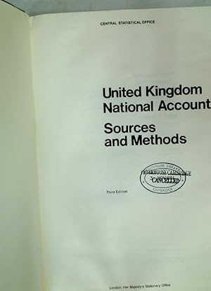 Bild des Verkufers fr United Kingdom National Accounts. Sources and Methods. Third Edition. zum Verkauf von Plurabelle Books Ltd