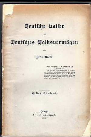 Imagen del vendedor de Deutsche Kaiser und Deutsches Volksvermgen. a la venta por Plurabelle Books Ltd