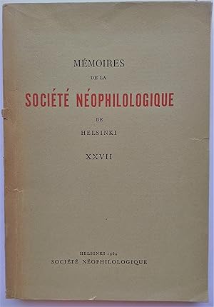Mémoires de la Société Néophilologique de Helsinki. Volume 27.