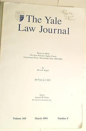 Home as Work. The First Woman's Rights Claim Concerning Wives' Household Labor, 1850 - 1880.