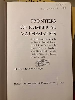 Bild des Verkufers fr Frontiers of Numerical Mathematics. zum Verkauf von Plurabelle Books Ltd