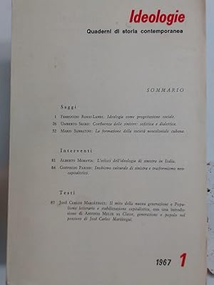 Bild des Verkufers fr Ideologie - Quaderni di Storia Contemporanea. Issue Number 1, 1967. zum Verkauf von Plurabelle Books Ltd