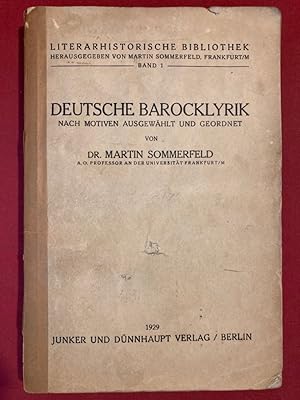 Image du vendeur pour Deutsche Barocklyrik: Nach Motiven ausgewhlt und geordnet. mis en vente par Plurabelle Books Ltd