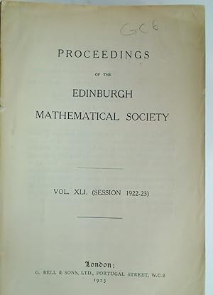 Imagen del vendedor de Proceedings of the Edinburgh Mathematical Society. Volume 41, Session 1922 - 1923. a la venta por Plurabelle Books Ltd