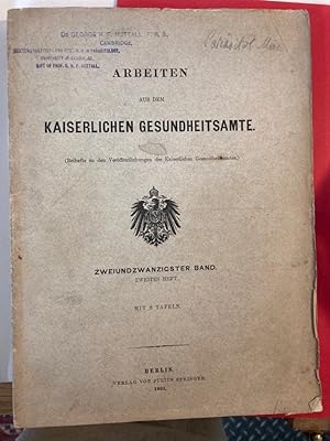 Bild des Verkufers fr Vorlufiger Bericht ber das Vorkommen von Spirochaeten in syphilitischen Krankheitsprodukten und bei Papillomen. = Arbeiten aus dem Kaiserlichen Gesundheitsamte, Vol 22 pt 2. zum Verkauf von Plurabelle Books Ltd