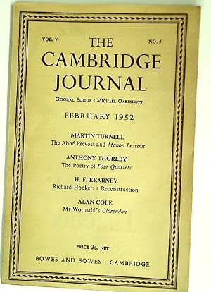 Image du vendeur pour The Cambridge Journal, Volume 5, No 5, Feb 1952. mis en vente par Plurabelle Books Ltd