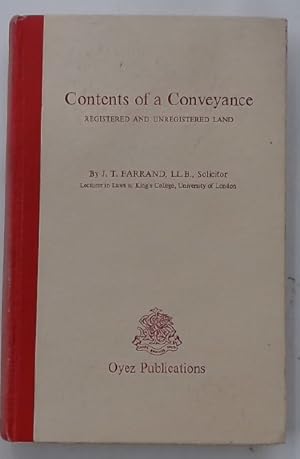 Seller image for Contents of a Conveyance. Registered and Unregistered Land. for sale by Plurabelle Books Ltd